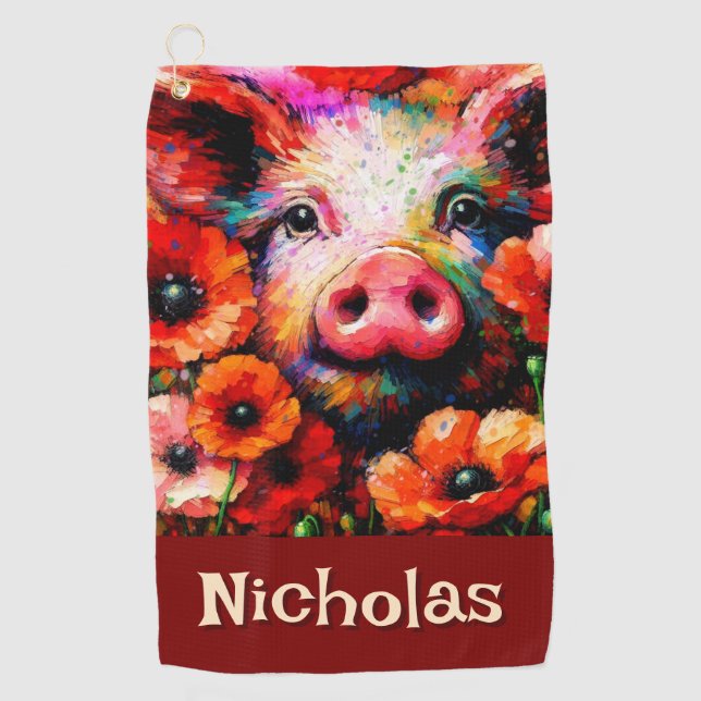 Toalla De Golf Impresionantes flores de adormidera rojas personal (Anverso)