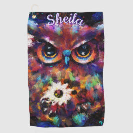 Toalla De Golf Impresionista y caprichosa lechuza floral personal