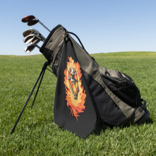 Toalla De Golf Incendio de cráneo retro de dinosaurio muerto quem
