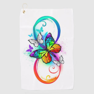 Toalla De Golf Infinidad brillante con la mariposa arcoiris