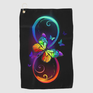 Toalla De Golf Infinidad vibrante con mariposa arco iris sobre ne