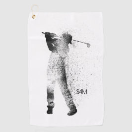 Toalla De Golf Inicial. Golfer Silhouette Swing.