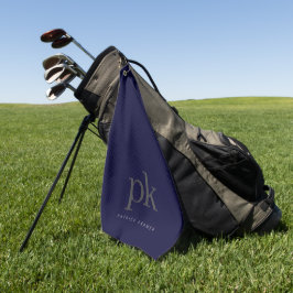Toalla De Golf Iniciales de monograma Minimalista azul oscuro
