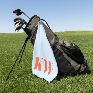 Toalla De Golf Iniciales de monograma modernas azul naranja perso