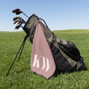 Toalla De Golf Iniciales de monograma modernas en rosa polvorient