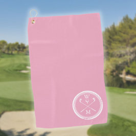 Toalla De Golf Iniciales de monograma moderno rosa femenino