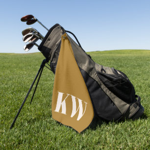 Toalla De Golf Iniciales de monograma personalizadas en oro amari