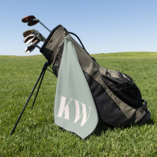 Toalla De Golf Iniciales de monograma personalizadas en verde sal