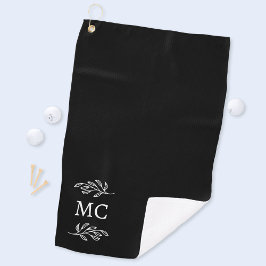 Toalla De Golf Iniciales de monograma personalizadas hoja botánic