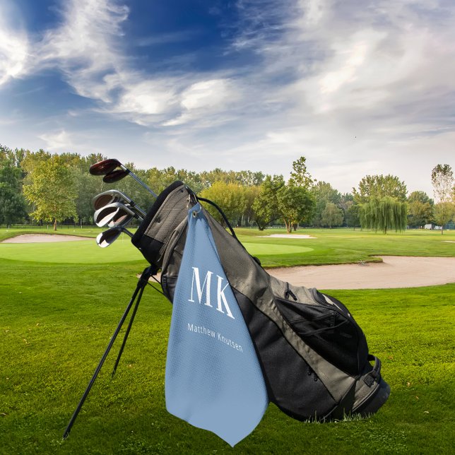 Toalla De Golf iniciales del nombre del monograma blanco y azul t (Subido por el creador)