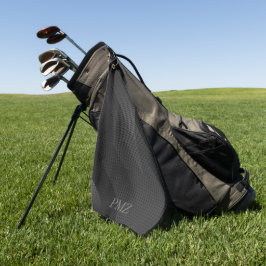 Toalla De Golf Iniciales geométricas negras elegantes