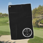 Toalla De Golf Iniciales monográficas modernas en blanco y negro<br><div class="desc">Personalice las iniciales para crear un regalo de golf monogramado único. Puede personalizar del fondo a su color favorito. Diseñado por Thisisnotme©</div>