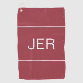 Toalla De Golf Iniciales Monogramadas en Rojo Carmesí para Golfis