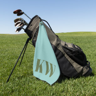 Toalla De Golf Iniciales Personalizadas de Monograma Azul Verde M