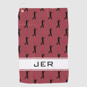 Toalla De Golf Iniciales Personalizadas Patrón de Golfista Rojo N