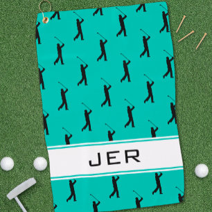 Toalla De Golf Iniciales Personalizadas Patrón de Golfista Verde
