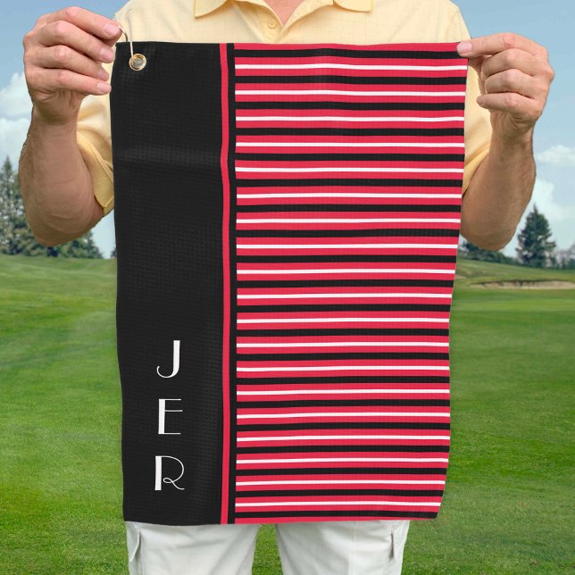 Toalla De Golf Iniciales Personalizados Golfer | Bandas modernas  (Subido por el creador)