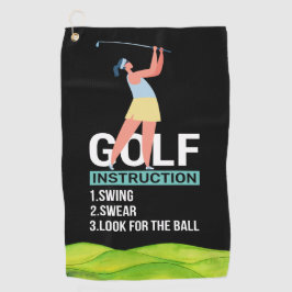 Toalla De Golf Instrucción de golf Swing Swear Repeat Golf Towel