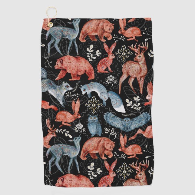 Toalla De Golf  Intricate woodland animals pattern (Anverso)