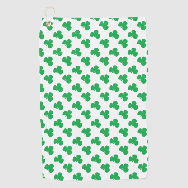 Toalla De Golf Irish Clover St. Patrick's Day vibrante blanco ver (Anverso)