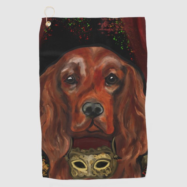 Toalla De Golf Irish Red Setter    Postcard (Anverso)