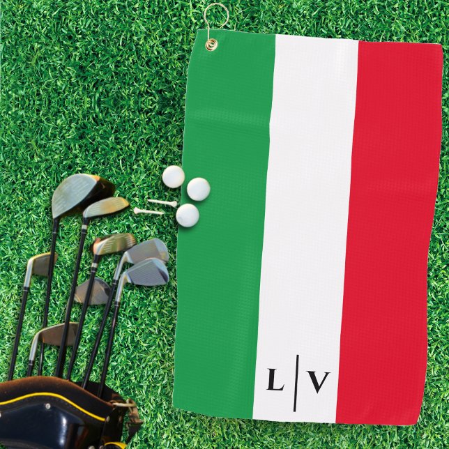 Toalla De Golf Italia Bandera Italiana Rojo Blanco Nombre Verde I (Italy Italian Flag Red White Green Name Initials Golf Towel)