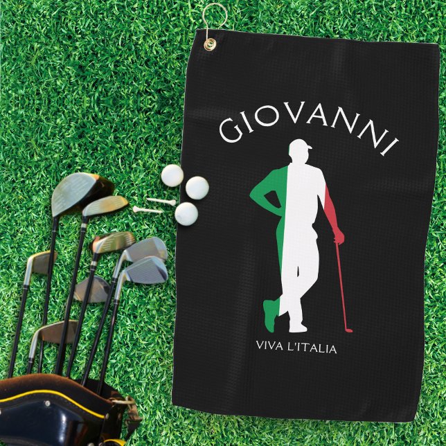 Toalla De Golf Italia Viva l'Italia Bandera Italiana Male Golfer  (Italy Viva l'Italia Italian Flag Male Golfer Name Golf Towel)