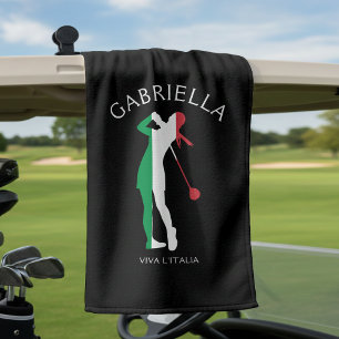 Toalla De Golf Italia Viva l'Italia Bandera Italiana Mujer Golfer
