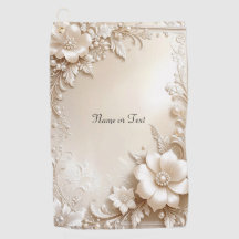 Ivory Flowers Golf Towel