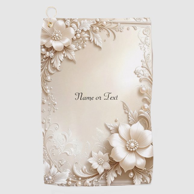 Toalla De Golf Ivory Flowers Golf Towel (Anverso)