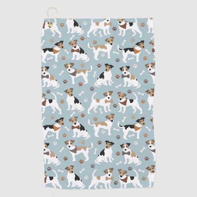 Toalla De Golf Jack Russell Terrier Paws and Bones (Anverso)