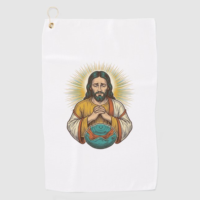Toalla De Golf Jesús decepcionado Bola de ejercicio desinflada Fr (Anverso)