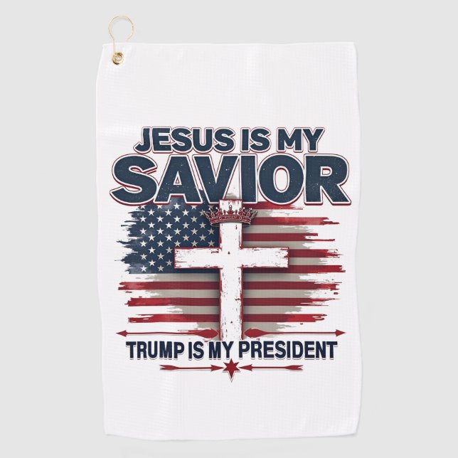 Toalla De Golf Jesús es mi salvador Trump es mi presidente gracio (Anverso)