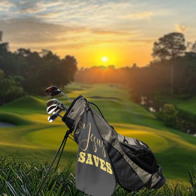 Toalla De Golf Jesús salva al Purpurina dorado amarillo (Subido por el creador)