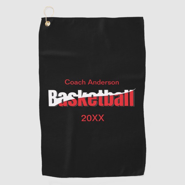 Toalla De Golf Jugador de baloncesto Resumen de Swish - Arte de W (Anverso)