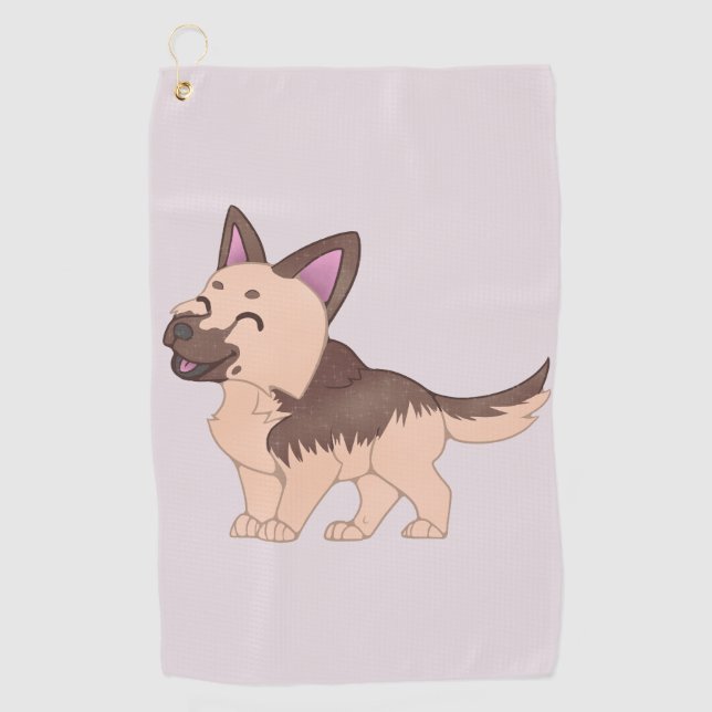 Toalla De Golf Kawaii German Shepherd Dog (Anverso)