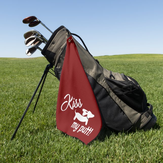 Toalla De Golf Kiss My Putt Red Wiener Dog Cheeky Golf Towel (Verde)
