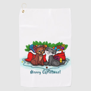 Toalla De Golf Kitty and Puppy , Happy XMas