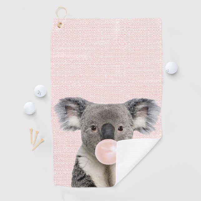 Toalla De Golf Koala soplando chicle rosa   (In situ)