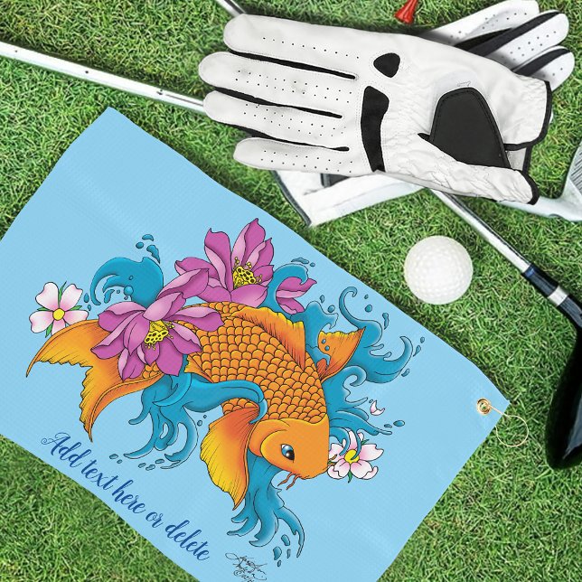 Toalla De Golf Koi Fish Lotus Cherry Blossoms (Subido por el creador)