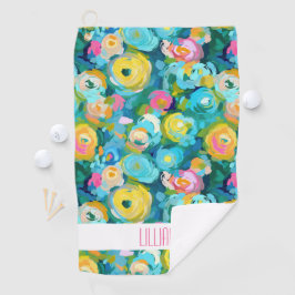 Toalla De Golf La artista pintada con colores florales y su nombr