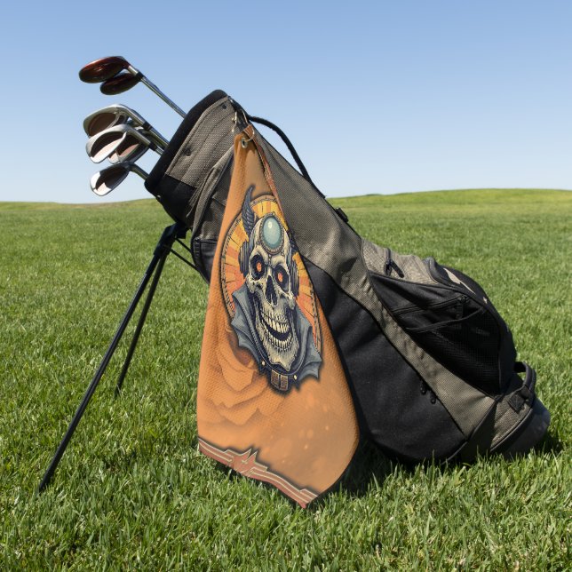 Toalla De Golf La calavera alada.  (Verde)