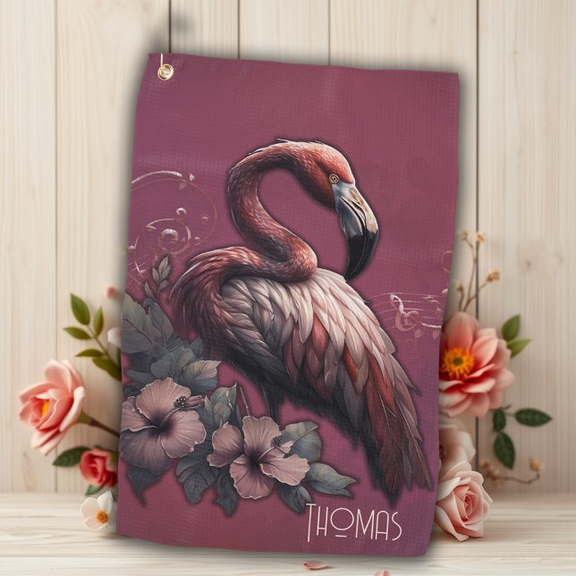 Toalla De Golf La elegancia tropical, el flamingo en el crepúscul (Subido por el creador)
