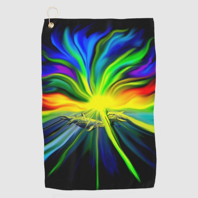 Toalla De Golf La familia de los delfines al sol (Anverso)