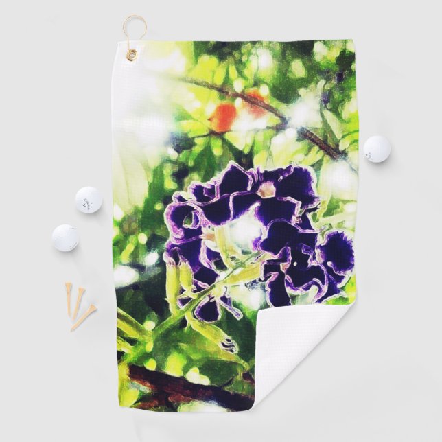 Toalla De Golf La flor azul violeta parece una pintura al óleo (In situ)