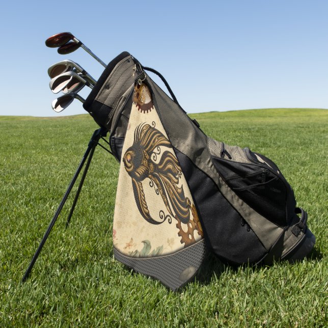 Toalla De Golf La maravilla mecánica del pez vapor del océano. (Verde)