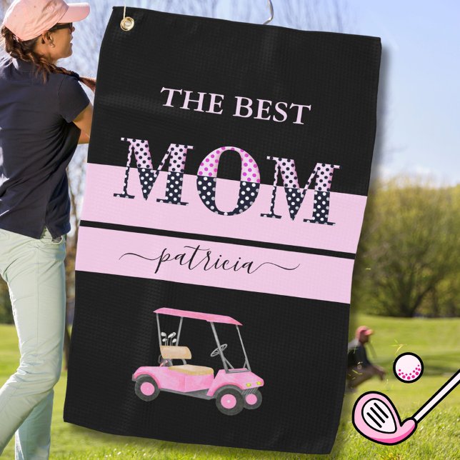 Toalla De Golf La mejor letra rosada negra de mamá (Subido por el creador)