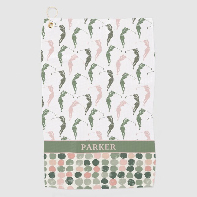 Toalla De Golf La mujer moderna Golfer Monogrammed (Anverso)