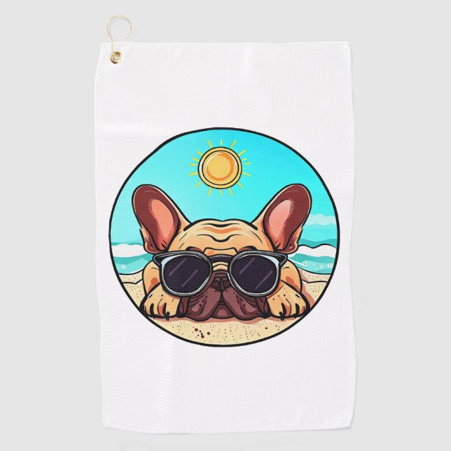 Toalla De Golf La playa de Frenchie (Anverso)