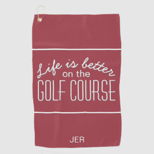 Toalla De Golf La vida es mejor cita rojo carmesí